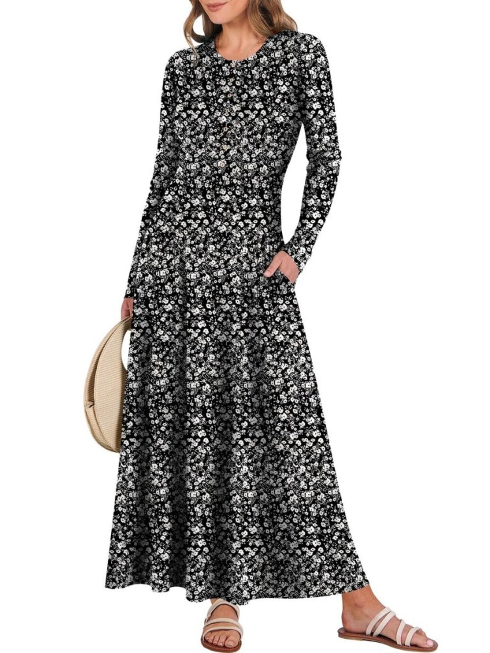 Women's Fall Long Sleeve Casual Maxi Dress
